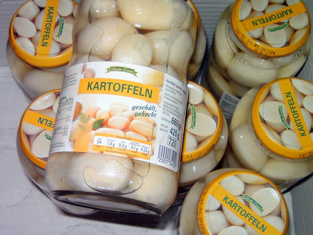 Kartoffeln als Glas Konserve ideales Langzeitlebensmittel zur Krisenvorsorge